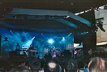 Yes live performance June 1998 From left to right: Igor Khoroshev, Steve Howe, Jon Anderson, Alan White (partly obscured), Chris Squire and Billy Sherwood Yes 19980619.jpg