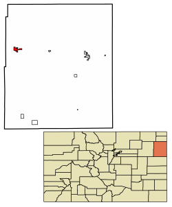 Ubicación de la ciudad de Yuma en el condado de Yuma, Colorado.