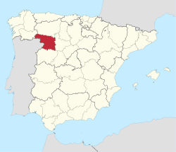 Map of Spain with Zamora highlighted
