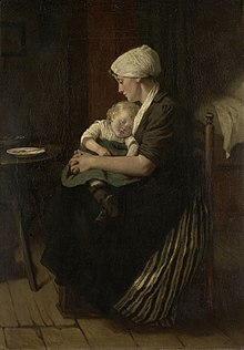 Late 18th-century Dutch painting of a baby asleep in its mother's lap 'In slaap gesust' Rijksmuseum SK-A-2378.jpeg