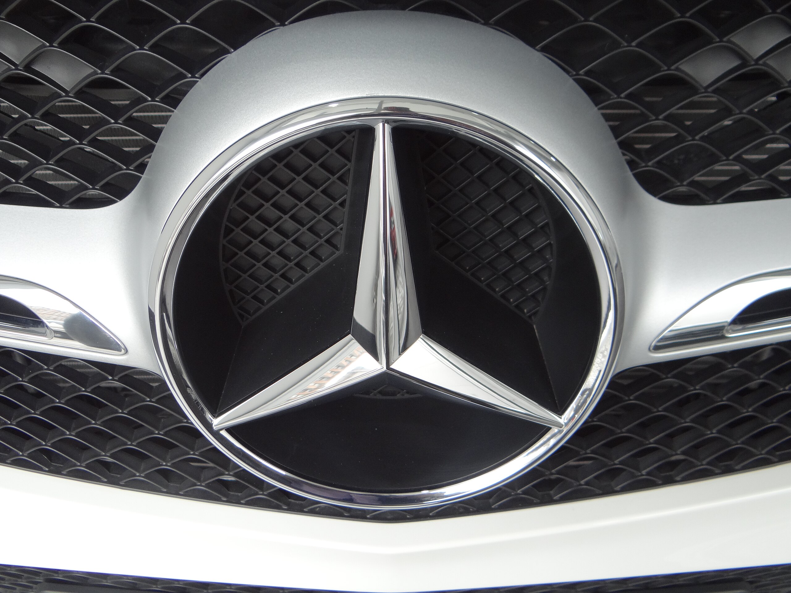 Mercedes Badge Stock Photo - Download Image Now - Car, Silver