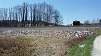 Čeština: Žlábek, vlaková zastávka, okres Český Krumlov, Jihočeský kraj. English: Žlábek – train stop, Český Krumlov District, South Bohemian Region, Czechia.