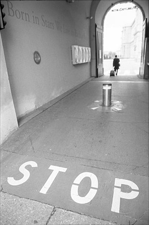 Entrance to Museumsquartier Vienna, monochrome shooting