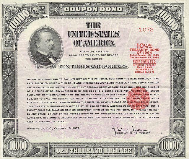 1979 U.S. Government $10,000 treasury bond