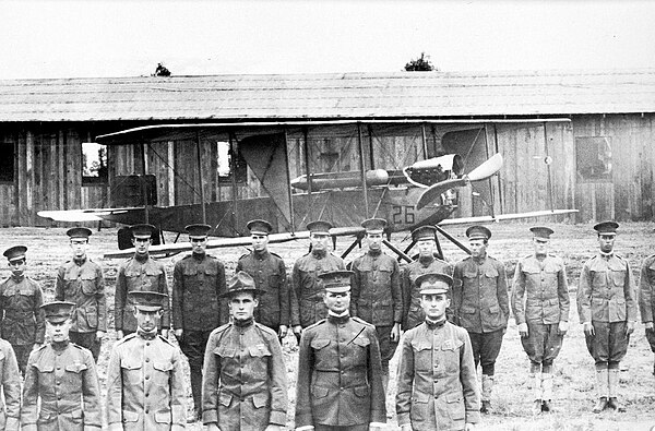 Members of the 1st Aero Squadron and a Burgess Model H trainer at North Island (later Rockwell Field), San Diego, California, 1915