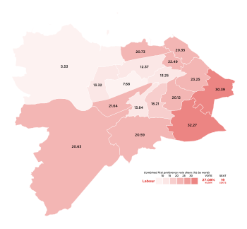 2017 City of Edinburgh Council Election, Labour vote share.svg