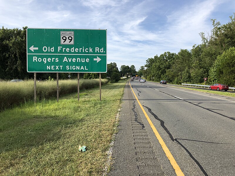 File:2019-08-19 17 58 01 View north along U.S. Route 29 (Columbia Pike) just south of Maryland State Route 99 (Old Frederick Road-Rogers Avenue) in Ellicott City, Howard County, Maryland.jpg