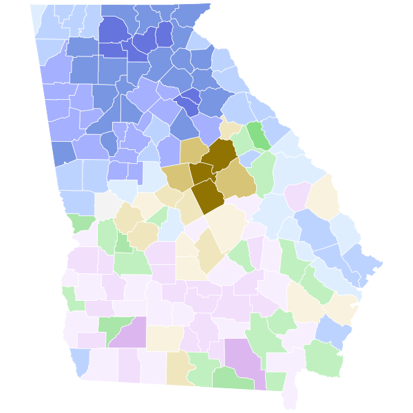 File:2022 Georgia Secretary of State Democratic primary election results map by county.svg