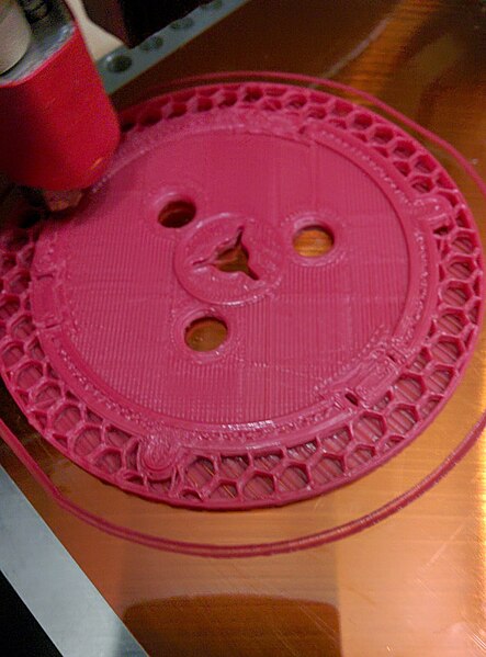 File:3-D-printed NAB reel hub, printing begins (16679607007).jpg