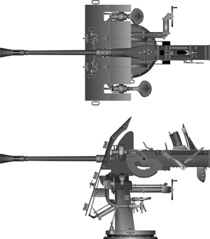 Схематичне зображення 37-мм зенітної гармати Flak M42 на установці LM 42U