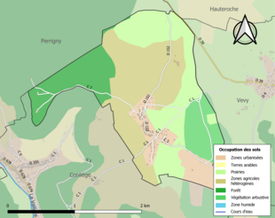 Carte en couleurs présentant l'occupation des sols.