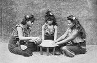 Young Samoan women preparing 'ava, 1909 3 Samoan girls making ava 1909.jpg