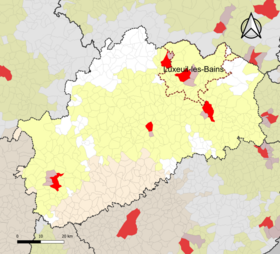 Localização da área de atração de Luxeuil-les-Bains no departamento de Haute-Saône.