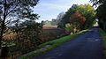 La D54 au pont sur l'Arce, en vue de l'abbaye de Puypéroux, Aignes-et-Puypéroux, Charente, France.