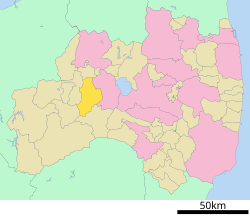 Aizumisato okulunun Fukushima Prefecture şehrindeki konumu