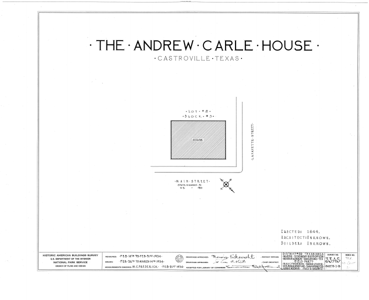 File:Andrew Carle House, Main and Lafayette Streets, Castroville, Medina County, TX HABS TEX,163-CAST,2- (sheet 0 of 3).png