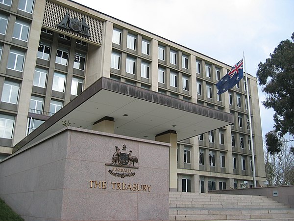 One ex officio member of the board is the Secretary to the Treasury (Treasury Department building seen here in Canberra).