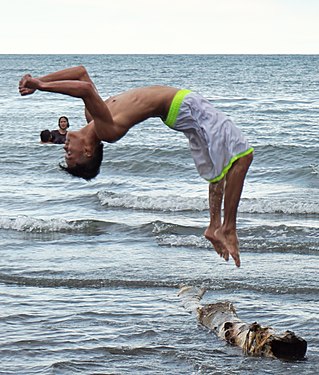 Back Tumbling at the sea in Butuan Bay.