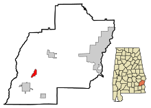 Barbour County Alabama Incorporated and Unincorporated areas Louisville Highlighted.svg