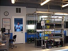 The Barrens Topminnow Lab in River Journey, a display that includes facilities for raising young topminnows as well as a video explaining the project Barrens Top-Minnnow Lab.JPG
