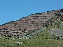 Red-coloured mountain in the Reynier valley.