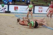 Deutsch: Beachhandball Europameisterschaften 2019 (Beach handball Euro); Tag 3: 4. Juli 2019 – Frauen, Platzierungsrunde Gruppe IV, Russland-Slowenien 2:0 (18:11, 20:16) English: Beach handball Euro; Day 3: 4 July 2019 – Women Consolation Round Group IV – Russia-Slovenia 2:0 (18:11, 20:16)