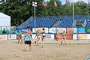 Deutsch: Beachhandball Europameisterschaften 2019 (Beach handball Euro); Tag 2: 3. Juli 2019 – Frauen, Vorrunde Gruppe D, Ukraine-Deutschland 2:0 (23:22, 32:24) English: Beach handball Euro; Day 2: 3 July 2019 – Women Preliminary Round Group D – Ukraine-Germany 2:0 (23:22, 32:24)