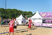 Deutsch: Beachhandball bei den Olympischen Jugendspielen 2018; Tag 3, 9. Oktober 2018; Jungs, Vorrunde, Gruppe A - Portugal-Italien 2:0 English: Beach handball at the 2018 Summer Youth Olympics at 9 October 2018 – Girls Preliminary Round Group A‎ – Portugal-Italy 2:0