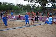 Deutsch: Beachhandball bei den Olympischen Jugendspielen 2018; Tag 5, 10. November 2018; Mädchen, Platzierungsrunde - Russland-Hongkong 2:0 English: Beach handball at the 2018 Summer Youth Olympics at 11 October 2018 – Girls Consolation Round – Russland-Hong Kong 2:0