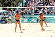 Deutsch: Beachvolleyball bei den Olympischen Jugendspielen 2018; Tag 9, 15. Oktober 2018; Mädchen, Viertelfinale: USA-Spanien 2–1 (21–19/17–21/15–9) English: Beach volleyball at the 2018 Summer Youth Olympics at 15 October 2018 – Girls Quarterfinals: USA-Spain 2–1 (21–19/17–21/15–9)