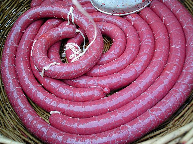 French blood sausage (boudin noir), before cooking