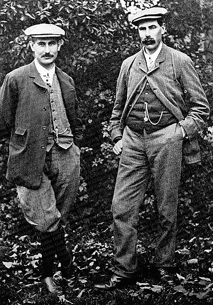 Harry Vardon, the record holding six-time winner of the Open, with five-time winner James Braid