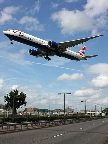 A British Airways Boeing 777 comes in to land