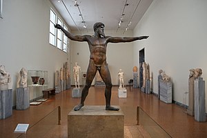 Zeus of Artemision (Classical); c. 460 BC; bronze; height: 209 cm; National Archaeological Museum (Athens, Greece)[43]
