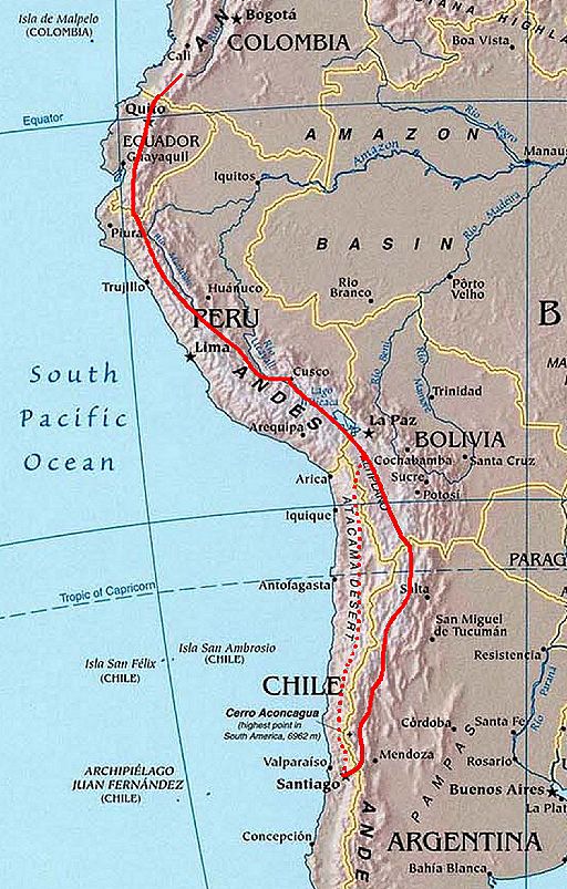 Karte Qhapaq Ñan – Anden-Straßensystem im Inkareich
