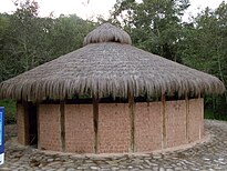 When the Muisca were constructing their houses (bohios) they sang and danced building to the rhythm of the music CasaIndigenaLagunaDeGuatavita.JPG