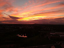 Clarksburg at dusk City of Clarksburg sunset from drone - September 2018.jpg