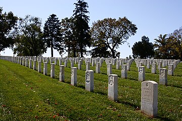 Tombstones of men who died in the American Civil War.