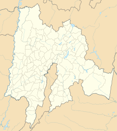 Mapa konturowa Cundinamarca, blisko centrum na lewo znajduje się punkt z opisem „Facatativá”