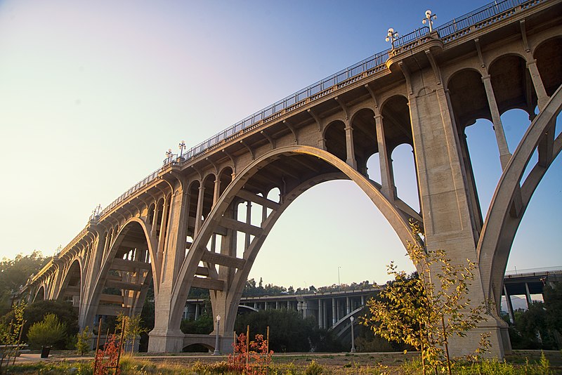 File:Colorado street bridge sunset view from park.jpg