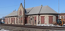 Union Pacific depot in Columbus Columbus, Nebraska RR depot from SE.JPG