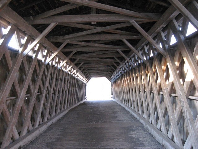 The interior of the Cedarburg covered bridge