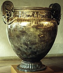 Image 14The Vix Krater, an imported Greek wine-mixing bronze vessel found in the Hallstatt/La Tène grave of the "Lady of Vix", Burgundy, France, c. 500 BC (from Archaic Greece)