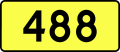 English: Sign of DW 488 with oficial font Drogowskaz and adequate dimensions.