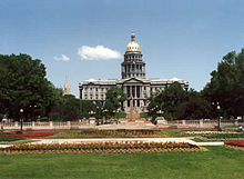 The capitol building, Colorado's political center, located in Denver. Denver CapitolColorado.jpg