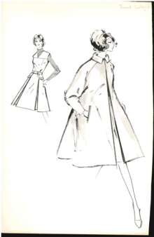 Design sketch for tweed coat given the name 'Tweed Delight'. Design Sketch by Sybil Connolly, Tweed Delight.tiff