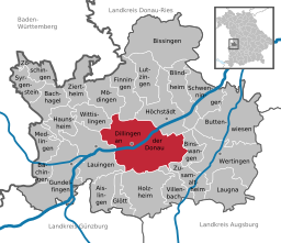 Läget för Dillingen an der Donau i Landkreis Dillingen an der Donau