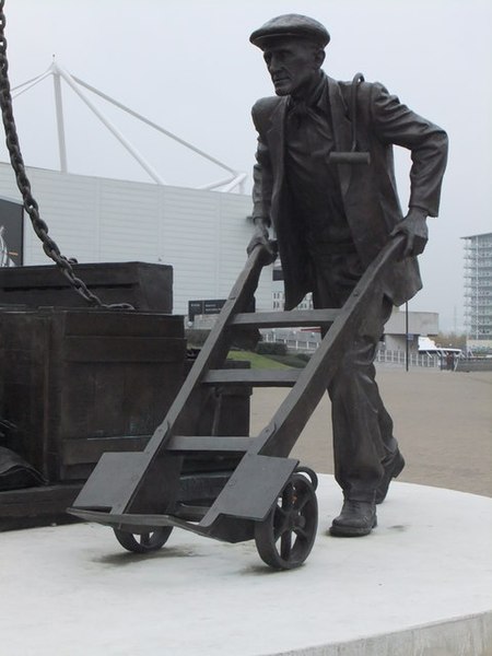 File:Dock worker and barrow, Royal Victoria Dock E16 - geograph.org.uk - 2683846.jpg