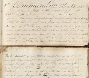 Earliest extant copy of the translation of the parchment of John, copied by John Whitmer c. March 1831 Earliest copy of translation of the parchment of John.png