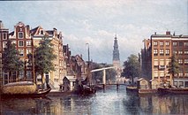 Een voorganger van de brug op een 19e-eeuws schilderij van Eduard Alexander Hilverdink